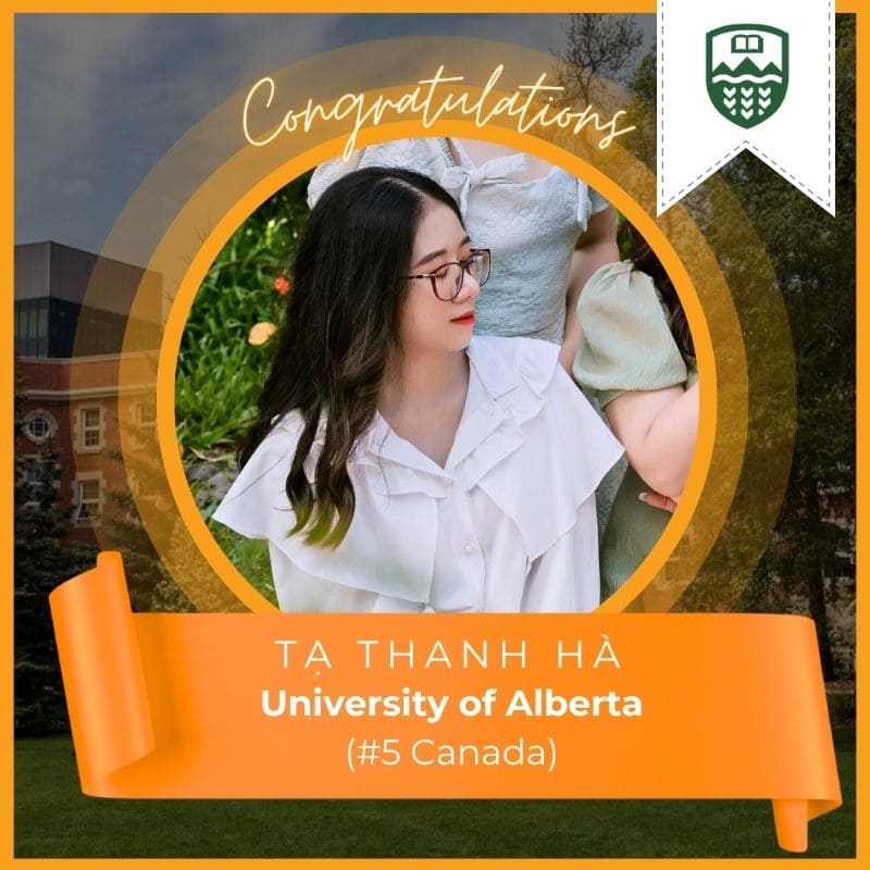 Thanh Hà trúng tuyển đại học Alberta (#5 Canada)