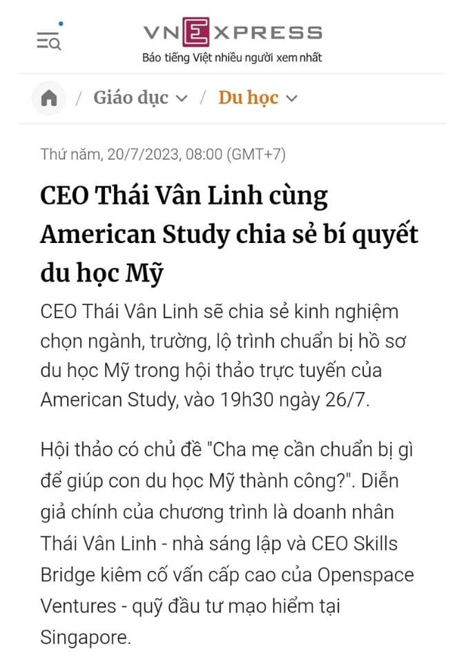 VNE - CEO Thái Vân Linh cùng American Study chia sẻ bí quyết du học Mỹ