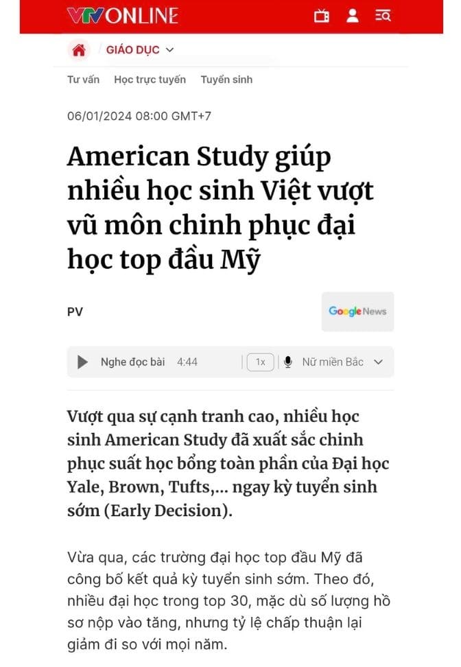 VTV - American Study giúp nhiều học sinh Việt vượt vũ môn chinh phục đại học top đầu Mỹ