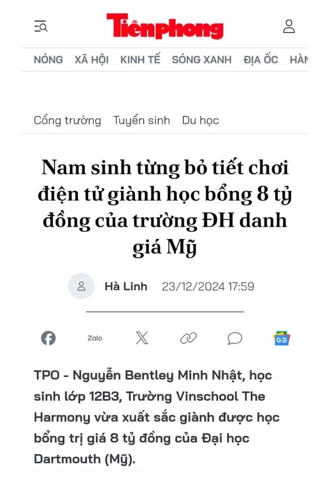 Tiền phong - Nam sinh từng bỏ tiết chơi điện tử giành học bổng 8 tỷ đồng của trường ĐH danh giá Mỹ