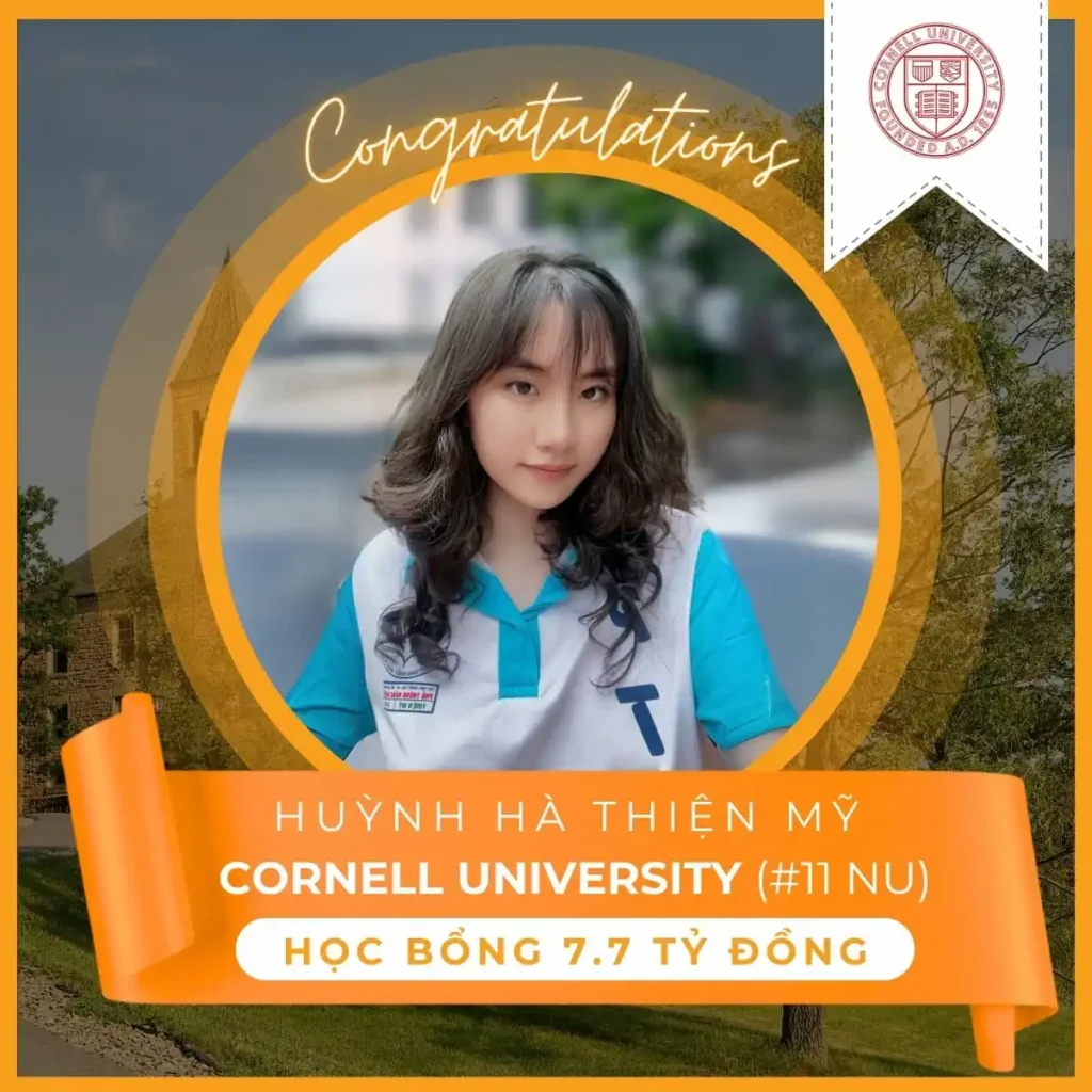 Huỳnh Hà Thiện Mỹ trúng tuyển Đại học Cornell