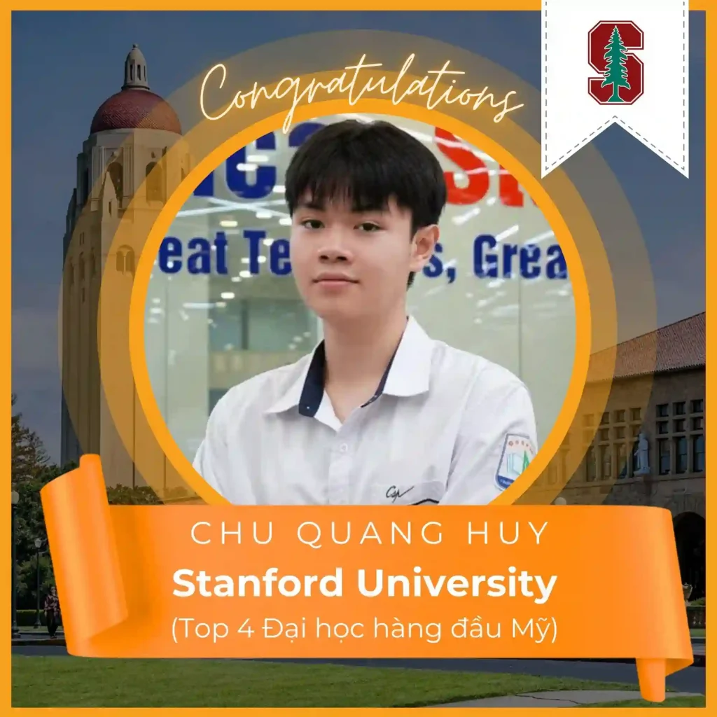 Chu Quang Huy trúng tuyển đại học Stanford