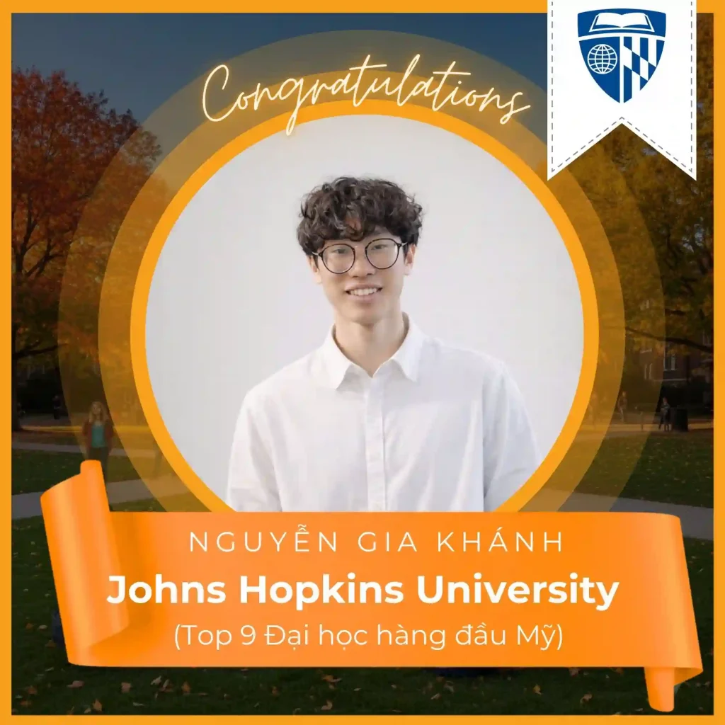 Nguyễn Gia Khánh trúng tuyển đại học Johns Hopkins
