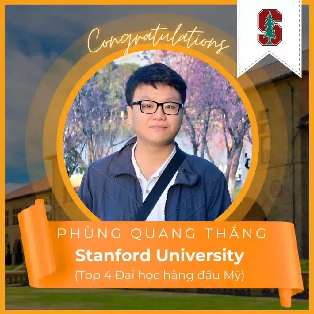 Phùng Quang Thắng trúng tuyển đại học Stanford